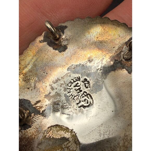 Vintage Sterling Silver Dangle Pendant - Raw Lapis and Turquoise - Picture 7 of 7